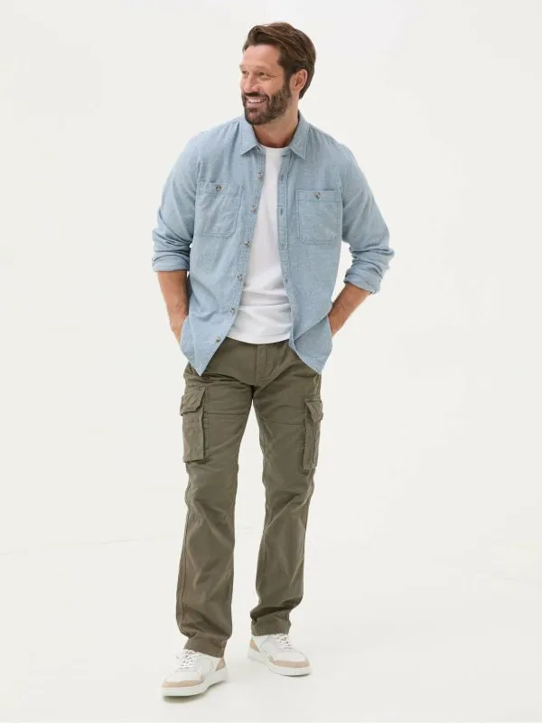 Fat Face Denim Dressing Men Blue Long Sleeve Malton Shirt