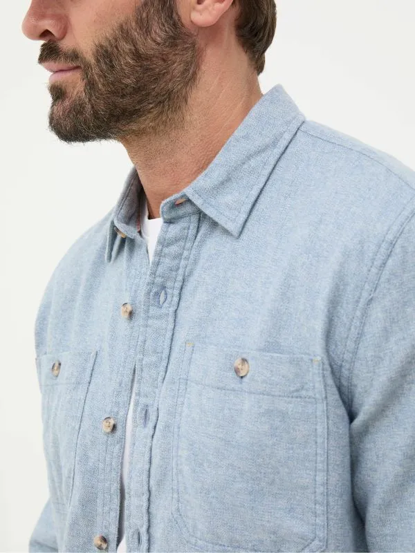 Fat Face Denim Dressing Men Blue Long Sleeve Malton Shirt