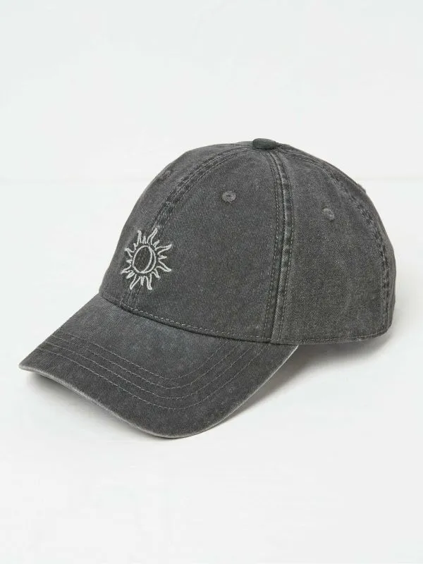 Fat Face Hats Women Charcoal Grey Embroidered Sun Cap