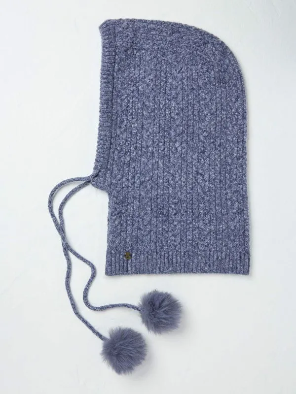 Fat Face Hats Women Navy Cable Knit Hood Hat