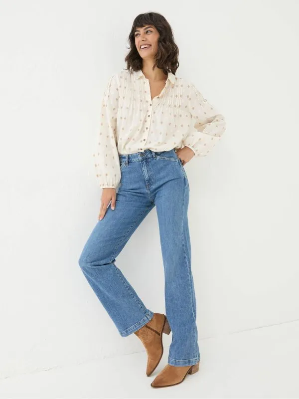 Fat Face Jeans Women Elise Denim Vintage Wide Leg Jeans