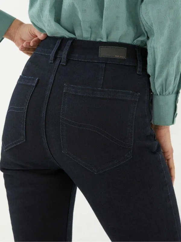 Fat Face Jeans Women Fly Denim Dark Blue Flare Jeans