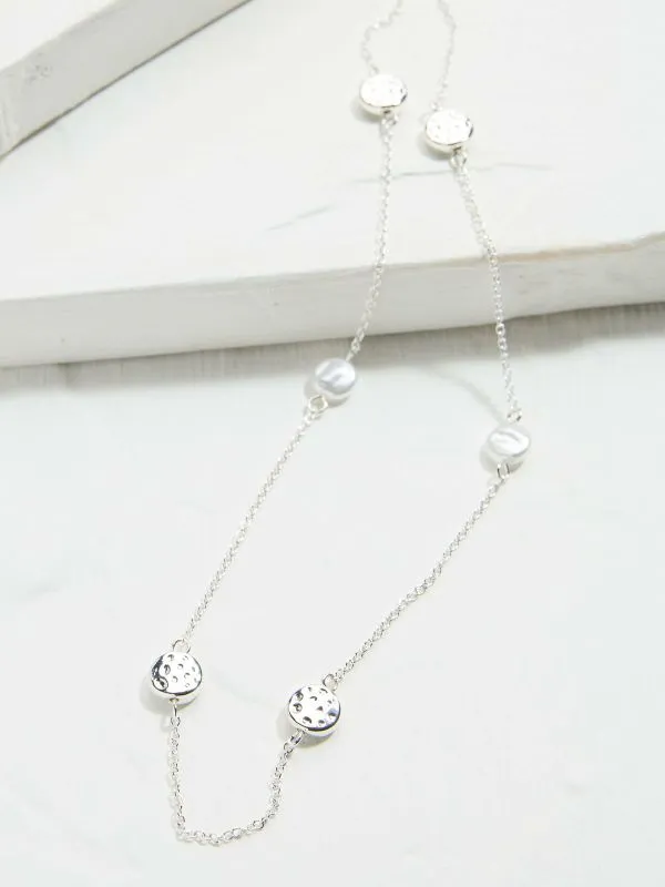 Fat Face Jewellery Women Silver Tone Hammered Disc Necklace