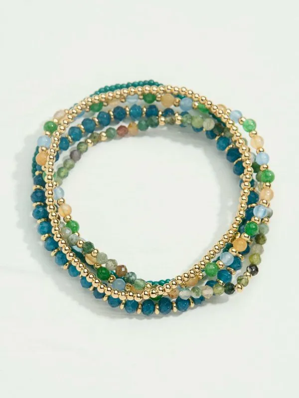 Fat Face Jewellery Women Teal Blue Stretch Stack Bracelet