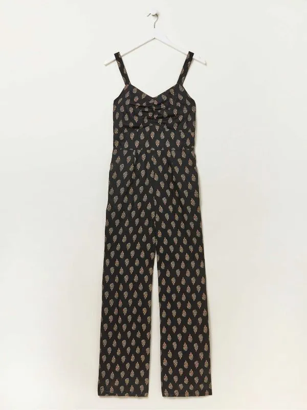 Fat Face Jumpsuits and Playsuits Women Black Linen Vic Woodblock Jumpsuit