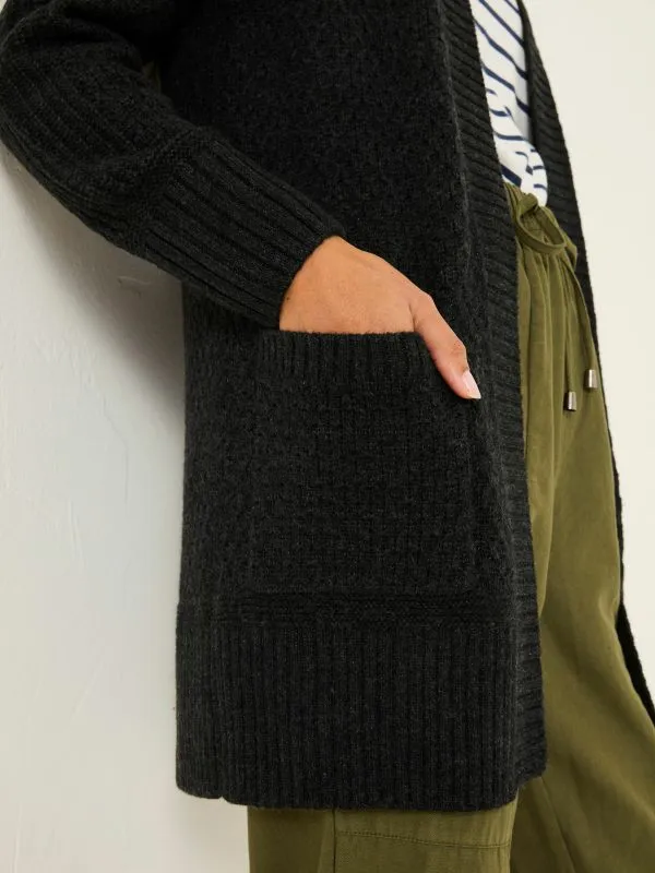 Fat Face Knitwear Women Black Hannah Textured Knitted Cardigan