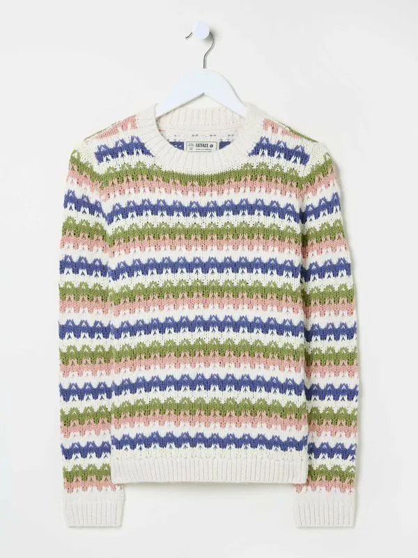 Fat Face Knitwear Women Blue Jayne Knitted Pattern Jumper