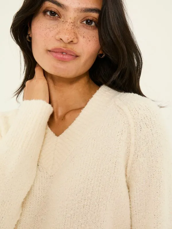 Fat Face Knitwear Women Ivory Bonnie Boucle VNeck Jumper