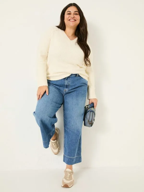 Fat Face Knitwear Women Ivory Bonnie Boucle VNeck Jumper