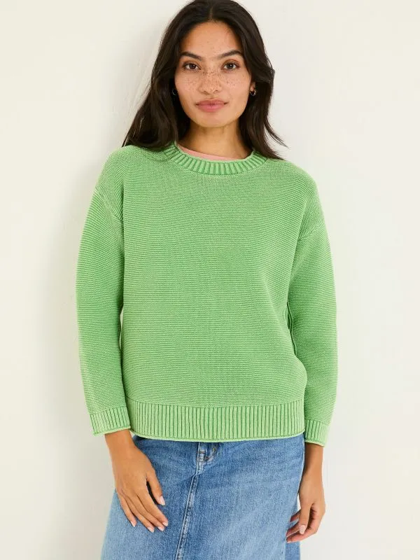 Fat Face Knitwear Women Mint Green Elia Laundered Knitted 100 Cotton Jumper