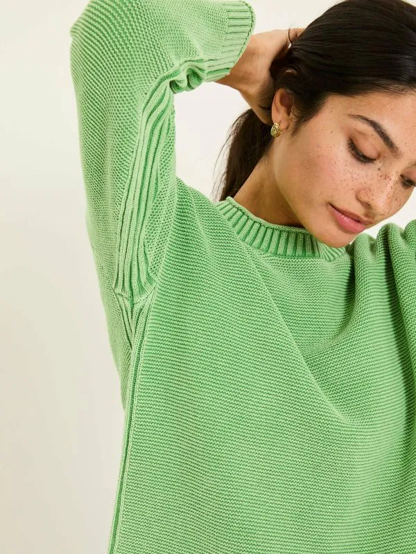 Fat Face Knitwear Women Mint Green Elia Laundered Knitted 100 Cotton Jumper