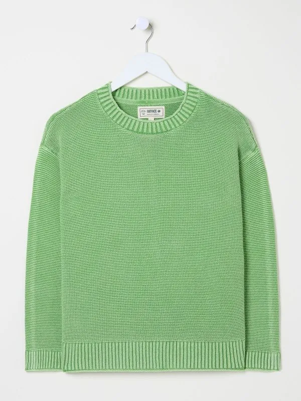 Fat Face Knitwear Women Mint Green Elia Laundered Knitted 100 Cotton Jumper