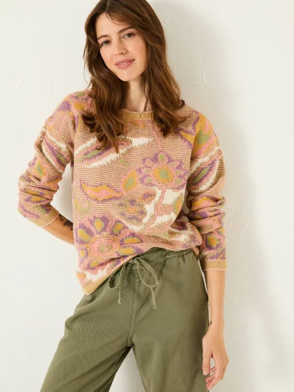 Fat Face Knitwear Women Natural Wilding Knitted Pattern Jumper