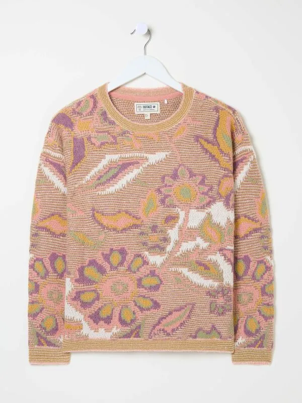 Fat Face Knitwear Women Natural Wilding Knitted Pattern Jumper