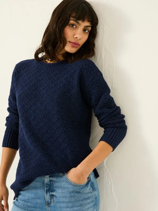 Fat Face Knitwear Women Navy Farryn Knitted 100 Cotton Tunic