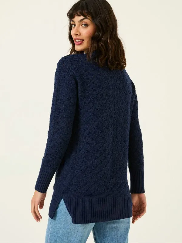 Fat Face Knitwear Women Navy Farryn Knitted 100 Cotton Tunic
