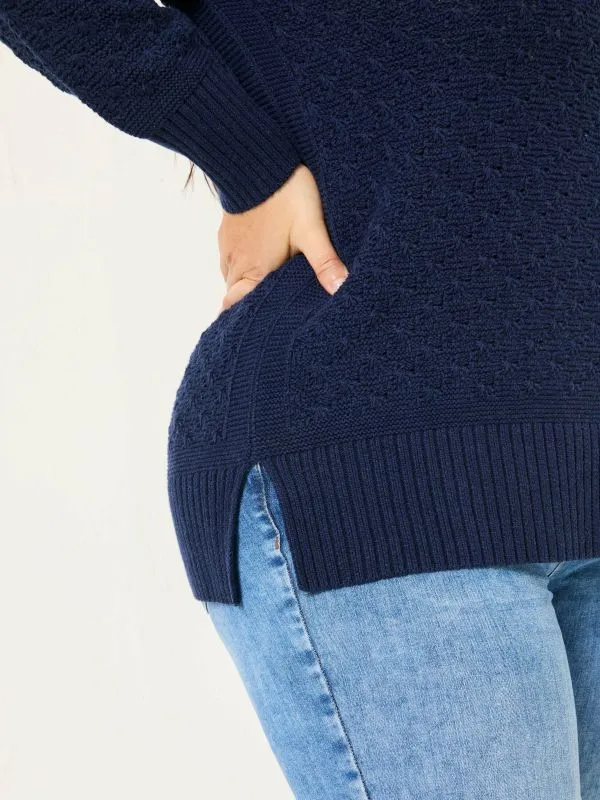 Fat Face Knitwear Women Navy Farryn Knitted 100 Cotton Tunic