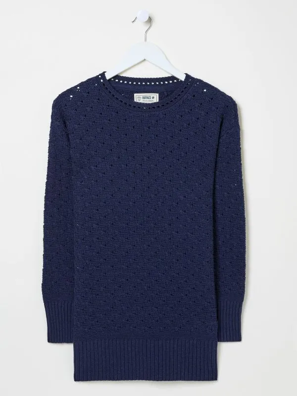 Fat Face Knitwear Women Navy Farryn Knitted 100 Cotton Tunic