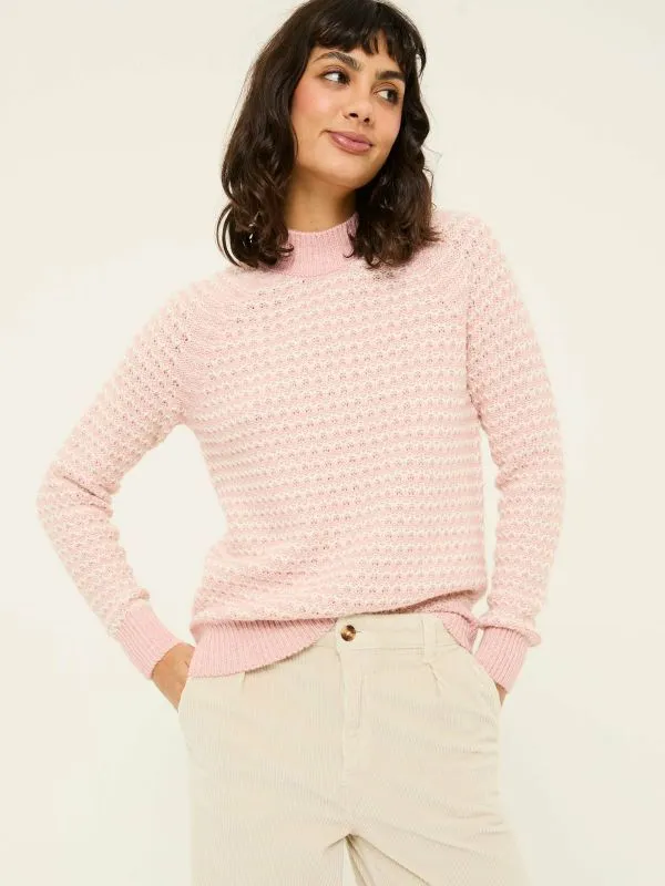 Fat Face Knitwear Women Pink Candy Stripe Knitted Crew Neck Jumper
