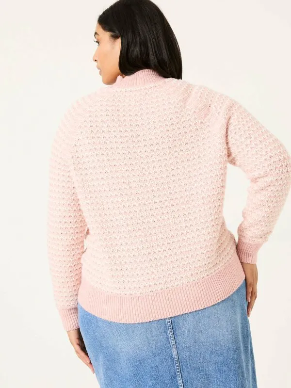 Fat Face Knitwear Women Pink Candy Stripe Knitted Crew Neck Jumper