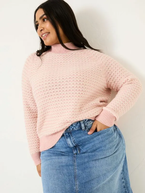 Fat Face Knitwear Women Pink Candy Stripe Knitted Crew Neck Jumper