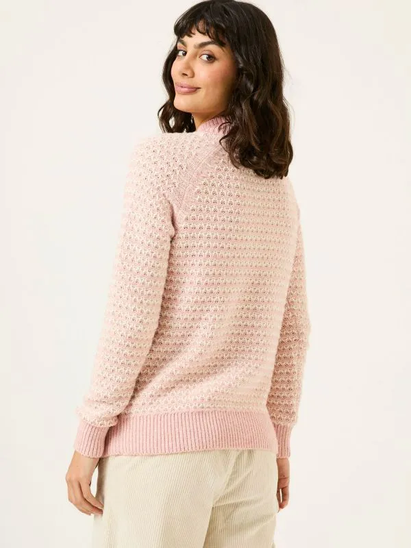 Fat Face Knitwear Women Pink Candy Stripe Knitted Crew Neck Jumper