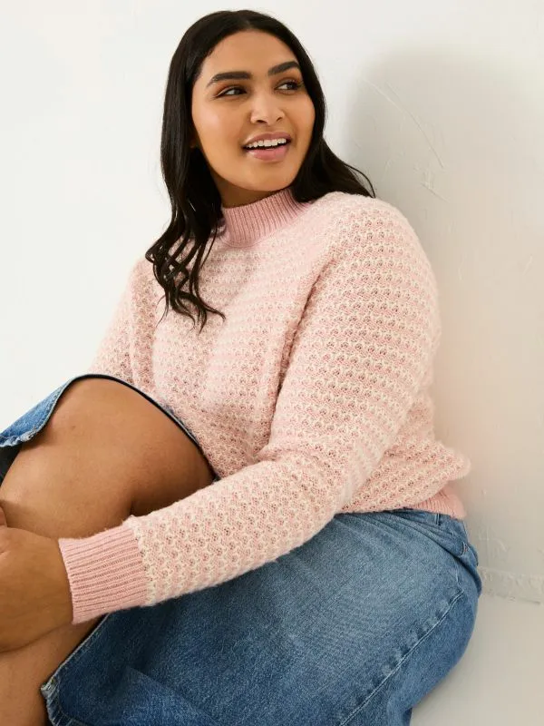 Fat Face Knitwear Women Pink Candy Stripe Knitted Crew Neck Jumper