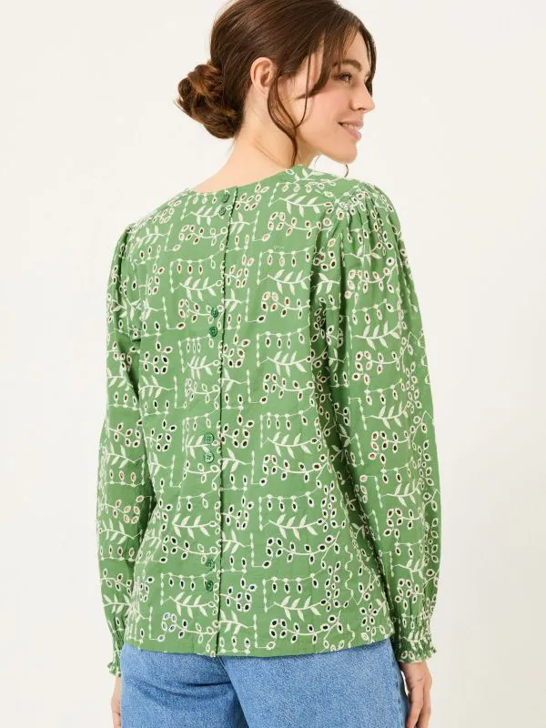 Fat Face Shirts and Blouses Women Light Green Jili 100 Cotton Embroidered Blouse
