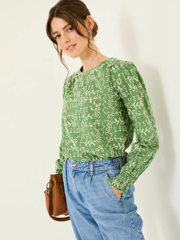 Fat Face Shirts and Blouses Women Light Green Jili 100 Cotton Embroidered Blouse