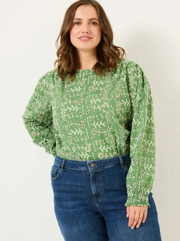 Fat Face Shirts and Blouses Women Light Green Jili 100 Cotton Embroidered Blouse