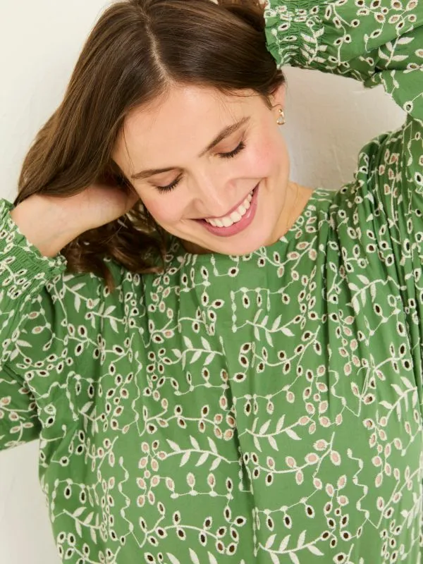 Fat Face Shirts and Blouses Women Light Green Jili 100 Cotton Embroidered Blouse