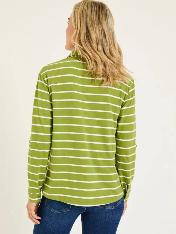 Fat Face Shirts and Blouses Women Paige Green 100 Cotton Stripe Jersey Shirt