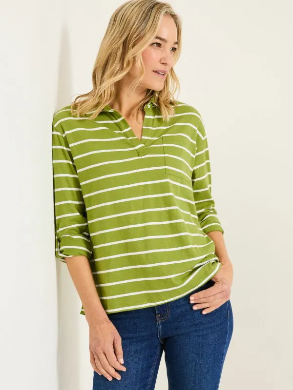 Fat Face Shirts and Blouses Women Paige Green 100 Cotton Stripe Jersey Shirt