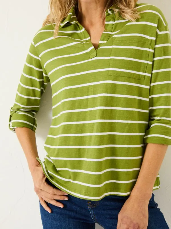Fat Face Shirts and Blouses Women Paige Green 100 Cotton Stripe Jersey Shirt