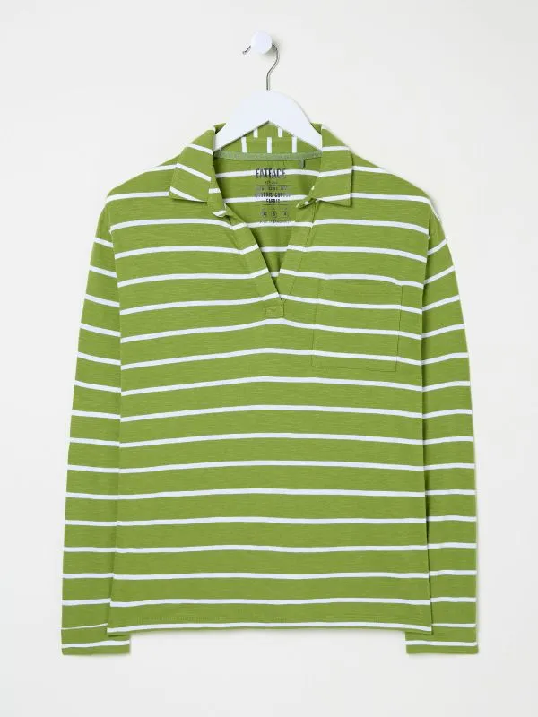 Fat Face Shirts and Blouses Women Paige Green 100 Cotton Stripe Jersey Shirt
