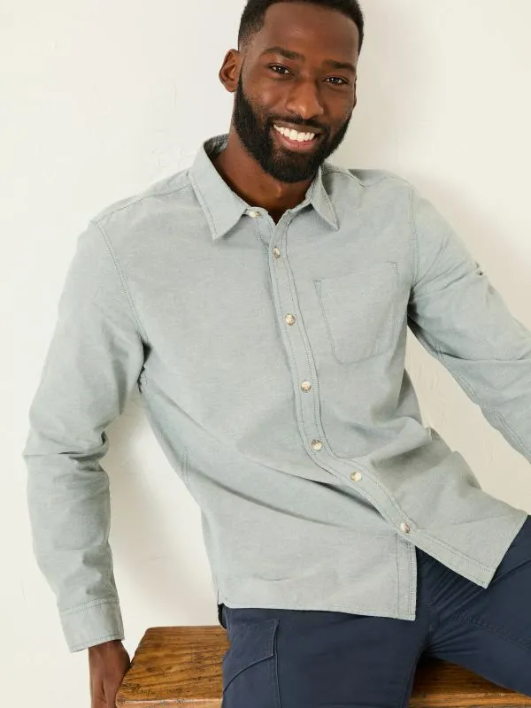 Fat Face Shirts Men Dusky Green 100 Cotton Long Sleeve Oxford Shirt