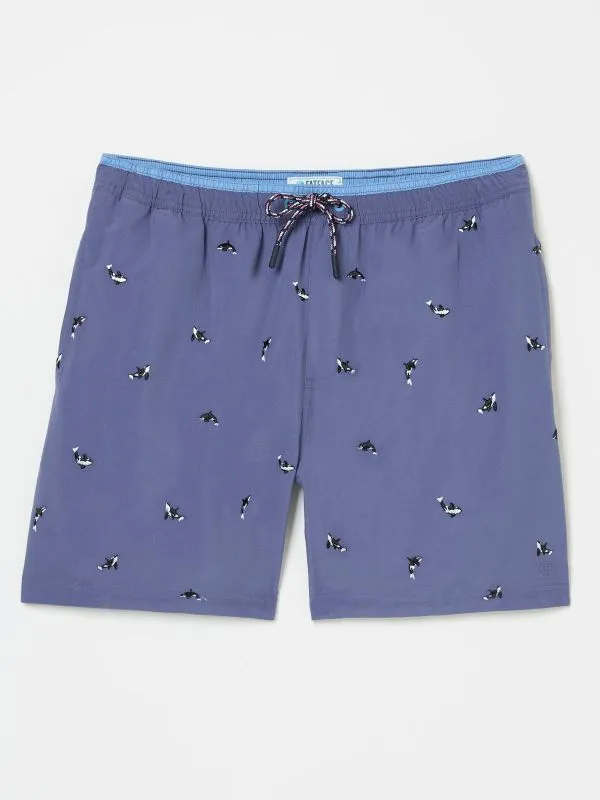 Fat Face Shorts Men Trevose Navy Whale Embroidered Swim Shorts