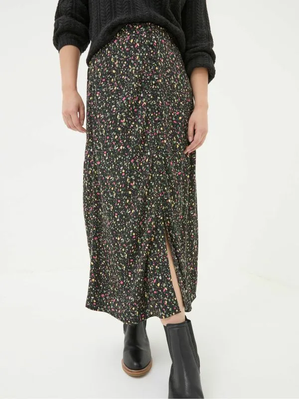 Fat Face Skirts Women Arabella Black Ditsy Midi Skirt