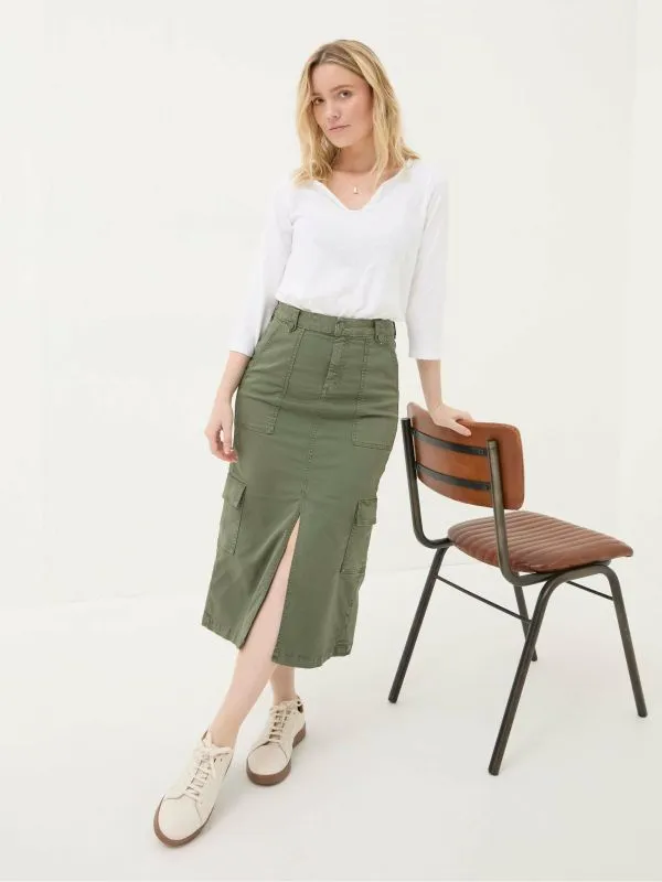 Fat Face Skirts Women Lara Green Cargo Midi Skirt