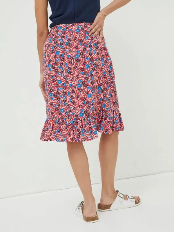 Fat Face Skirts Women Red Cece Woodblock Meadow Skirt