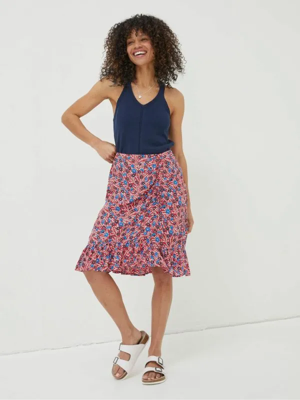 Fat Face Skirts Women Red Cece Woodblock Meadow Skirt
