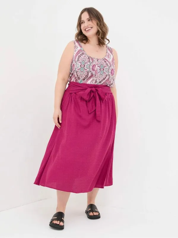 Fat Face Skirts Women Sascha Purple Midi Skirt With Linen