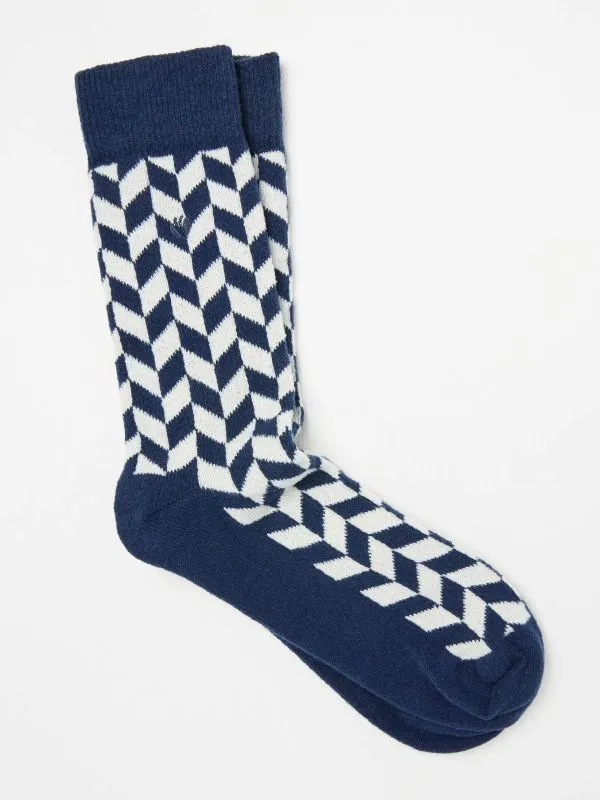 Fat Face Socks Men Navy Cosy Chevron Socks