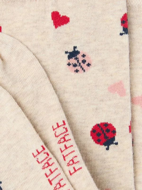 Fat Face Socks Women Oatmeal Ladybird Socks