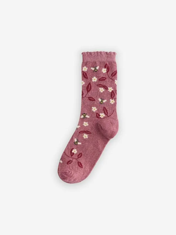 Fat Face Socks Women Purple Bee Floral Socks