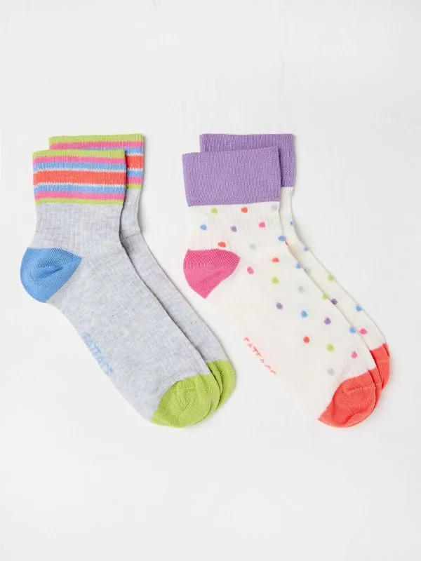 Fat Face Socks Women White 2 Pairs Of Spotty Socks