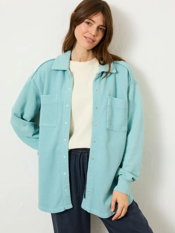 Fat Face Sweatshirts and Hoodies Women Aqua Blue Skye Waffle 100 Organic Cotton Shirt