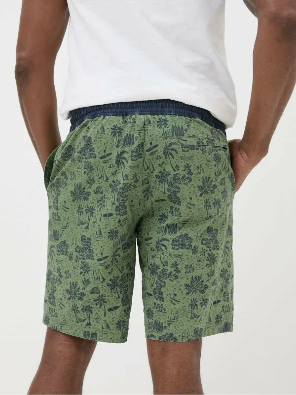 Fat Face Swimwear Men Camber Green Beach Print Swim Shorts
