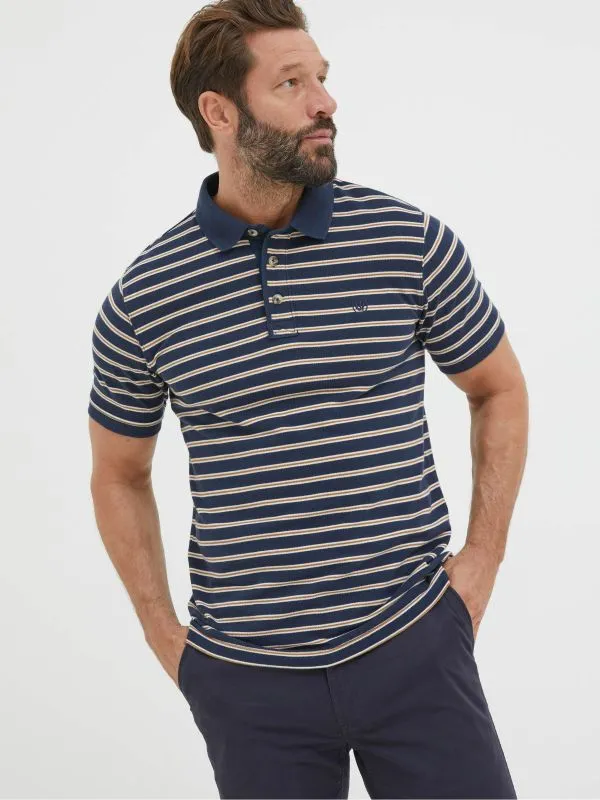 Fat Face Tall Collection Men Blue Stripe Polo Shirt