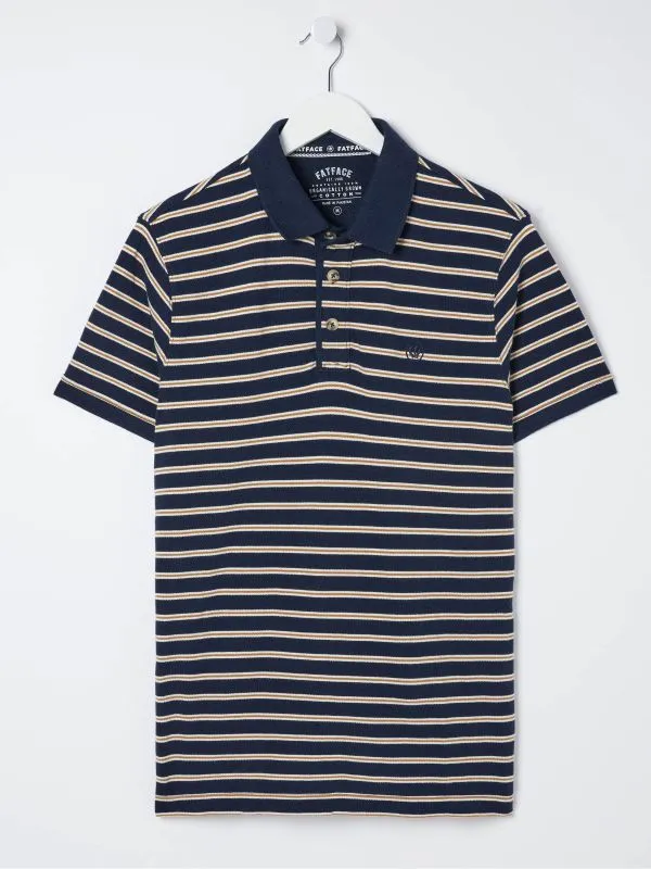 Fat Face Tall Collection Men Blue Stripe Polo Shirt